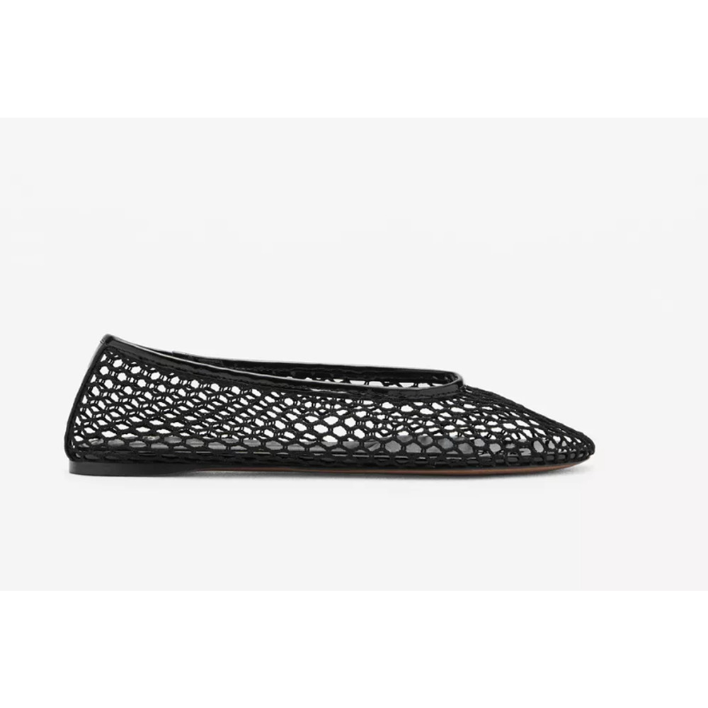 NEW MANGO MNG BLACK MESH BALLERINA BALLET FLATS SHOES 37 US 6.5 - Picture 3 of 7